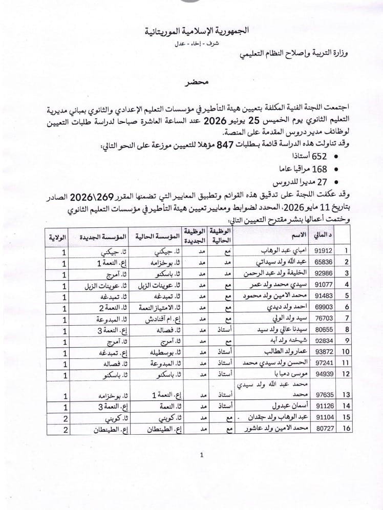وزارة التربية تعلن تعيين 157 مدير دروس وفق معايير واضحة لأول مرة